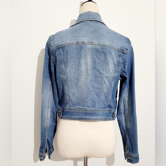 Mossimo Cropped Denim Jacket Stretch Cotton/spandex Woman's Size Medium - Picture 3 of 8